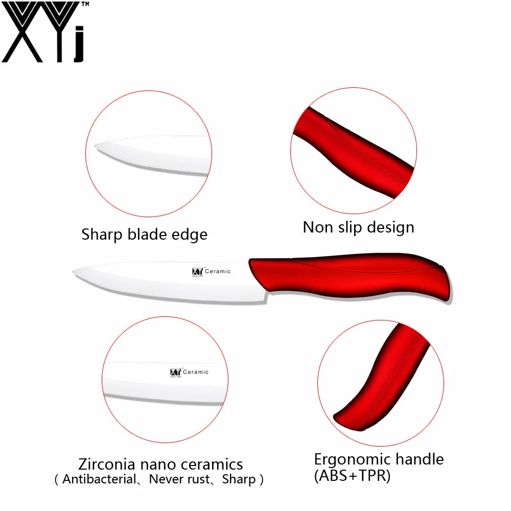 Набор керамических кухонных ножей XYj из 3 предметов, высококачественные керамические белые лезвия для очистки овощей, нож для нарезки, инструменты для приготовления пищи с бесплатным покрытием