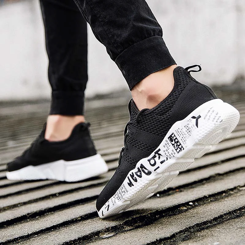 Men Trendy Shoes Breathable Slip-on Tenis Masculino Adulto Fly Weaving Soft Flats Walking Footwear Casual Sneakers Shoes