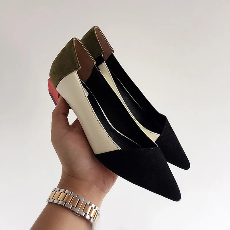 

2017 new pointed toe dress ladies shoes low pumps fashion OL mixed colors Women's high heel shoes chaussures femmes escarpins