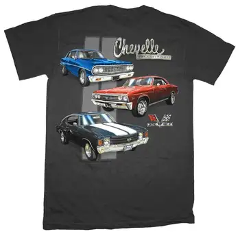 

New 8 Colors Round Neck Summer Cotton Fitness Clothing Classic Car Fans Chevelle Classic Car Lineup Automobile Men T Shirts