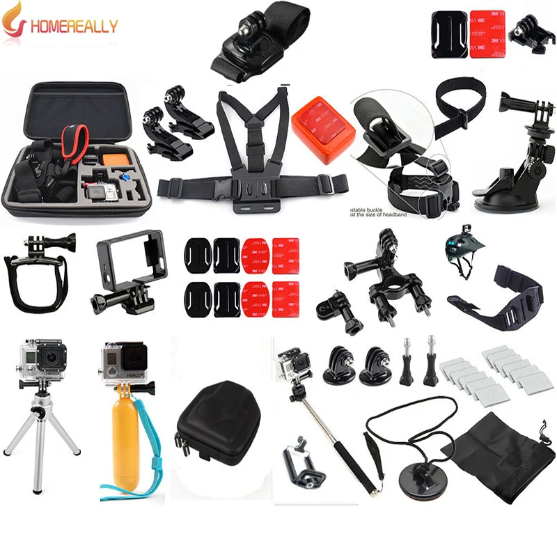 Дешевый Homereally GoPro набор аксессуаров Семья комплект для Sony hdr as30v hdr as100v as200v sj4000 sj5000 SJ6000 Gopro Hero 5 4 3 + Action Cam