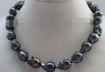 

Jewelr 005643 18" Genuine Natural Black Baroque Reborn Keshi Pearl Necklace KGP