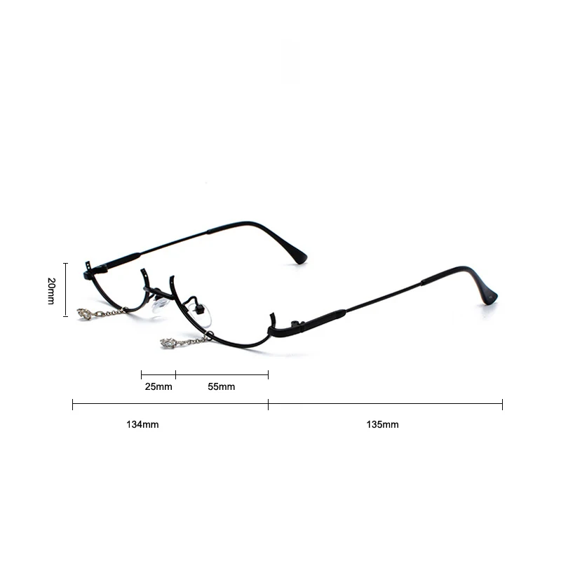 Мода сплав оправа для очков для женщин очки капли воды Lensless цепи кулон украшения Половина рамки очки рамки