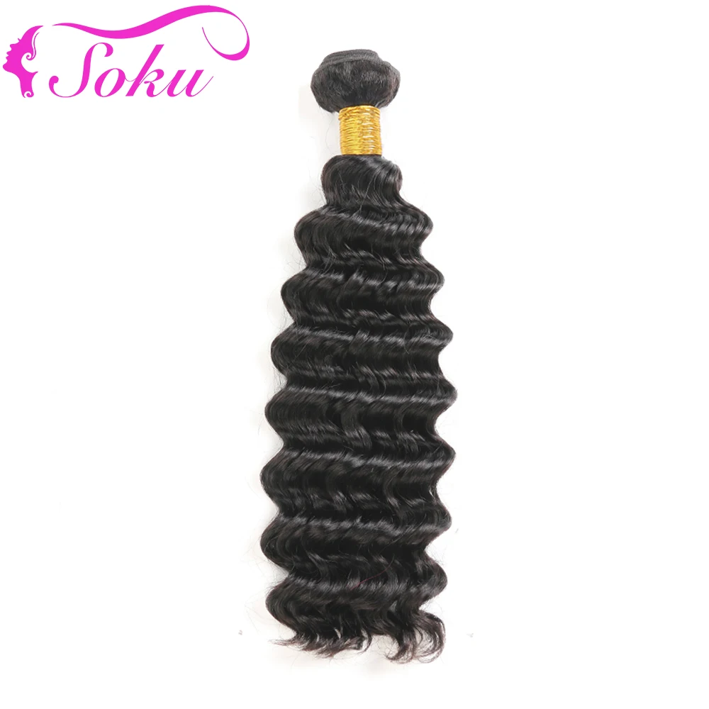 

Deep Wave Human Hair Bundle SOKU 100% Human Hair Extensions Natural Color 8-30 inch Non Remy Hair Weaves Bundles 1PC