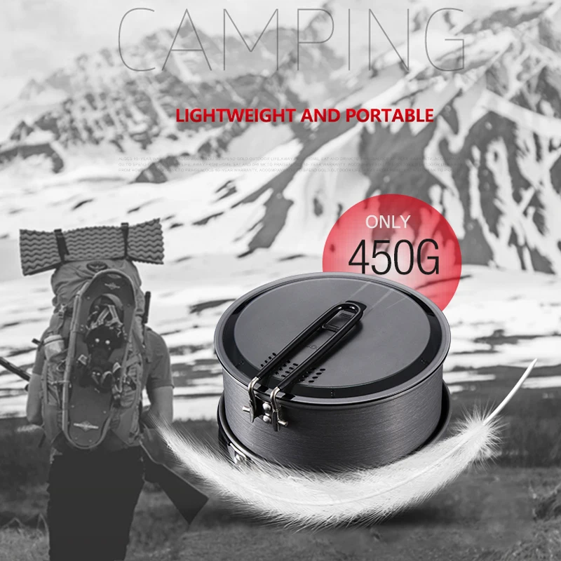 ALOCS al aire libre plegable de aluminio cocina utensilios Camping olla sartén tazón olla para mochila senderismo Picnic ligero