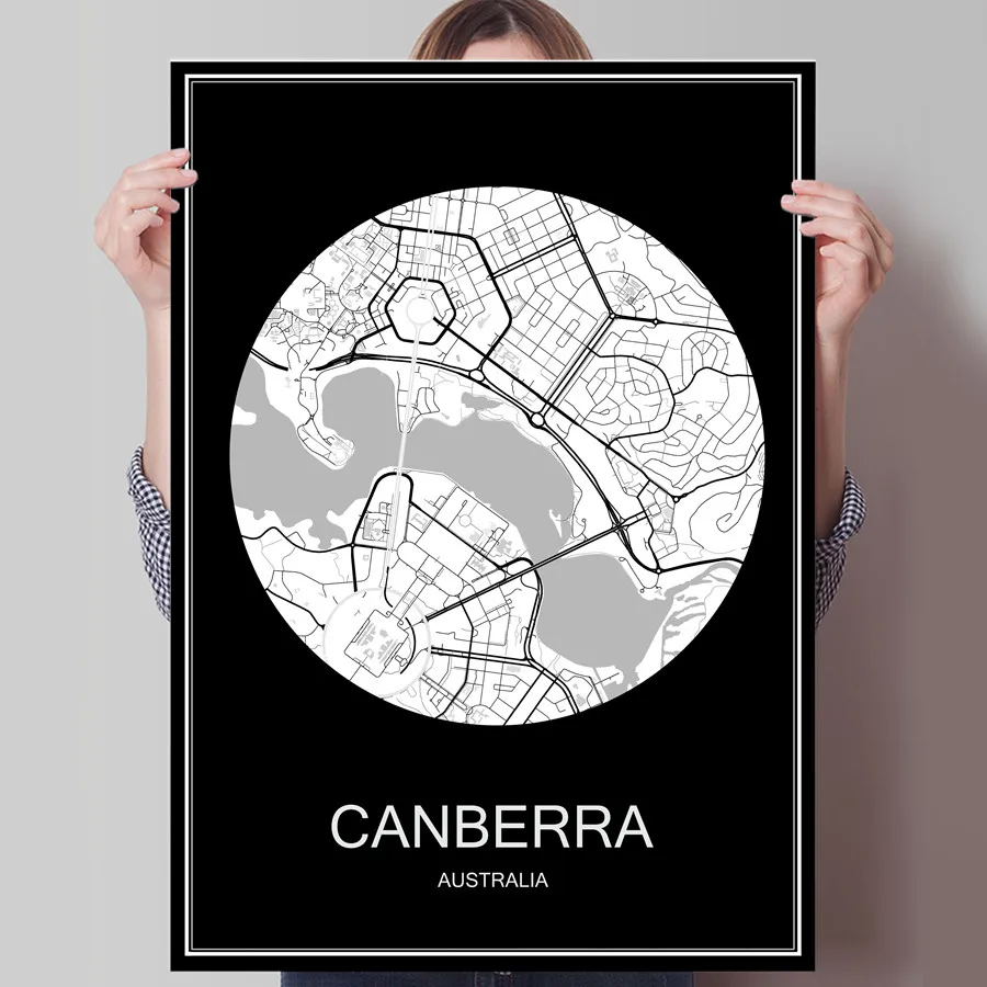 CANBERRA Australia Famous World City Map Print Poster Print on Paper or