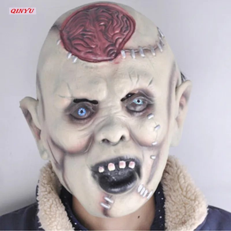 

Hot Sale Halloween Scary Headgear Mask Bar Decoration Props Super Horror Devil Rotten Head Burst Mask 5Z-HH048