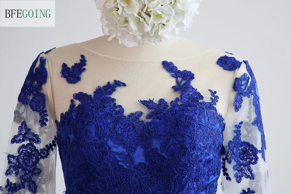 Голубое атласное платье с аппликацией «русалка»/«труба» для матери невесты, длина до пола, 3/4 рукава, настоящие/оригинальные фотографии на заказ