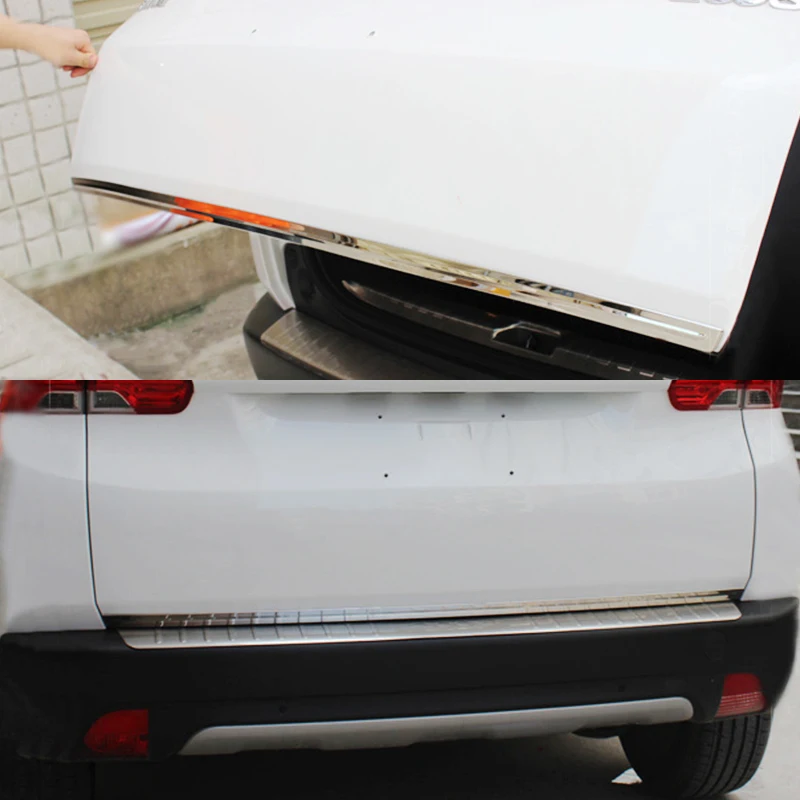 

Stainless steel Car Styling For 2014 2015 2016 2017 Peugeot 2008 Accessories Rear back Door Tailgate Trunk Lid Cover Trim 1pcs
