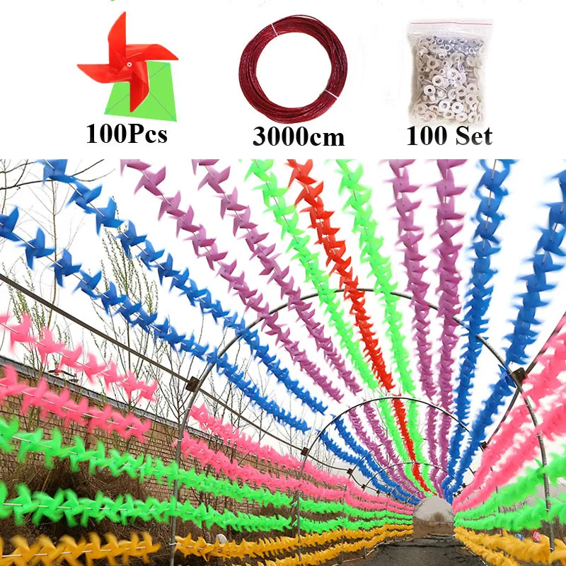 100 набор талреп, нержавеющая сталь полюс водонепроницаемый сопротивление повреждения пластиковые игрушки в виде ветряной мельницы сад газон вечерние Декор игрушка подарок для детей - Цвет: 100pcs multicolor