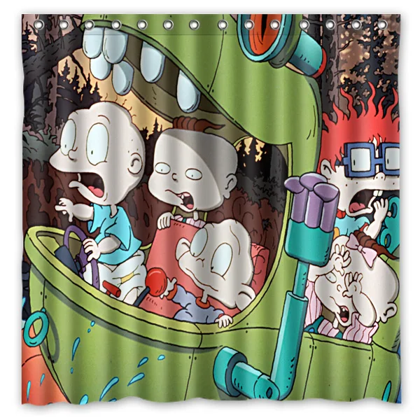 

The Rugrats Movie Printing Waterproof Shower Curtain 100% Mildewproof Polyester Fabric Bath Curtains 72x72inch With 12 Hooks