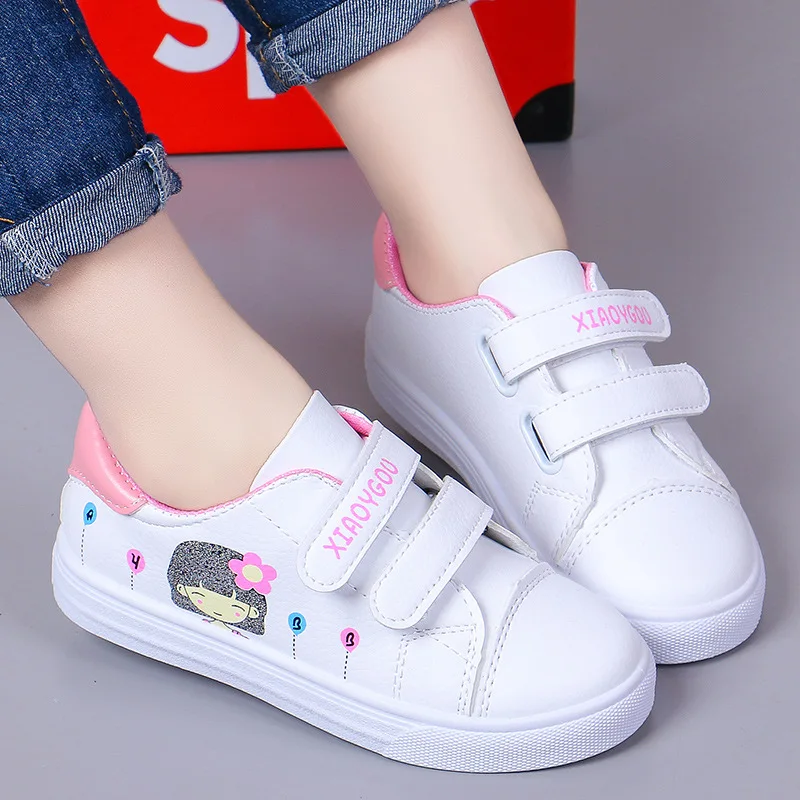 Cartoon print Kid Shoes Girls White Sport Shoes Breathable Student Children Casual Shoes 5 6 7 8 9 10 11 12 13 14Years Old Kids