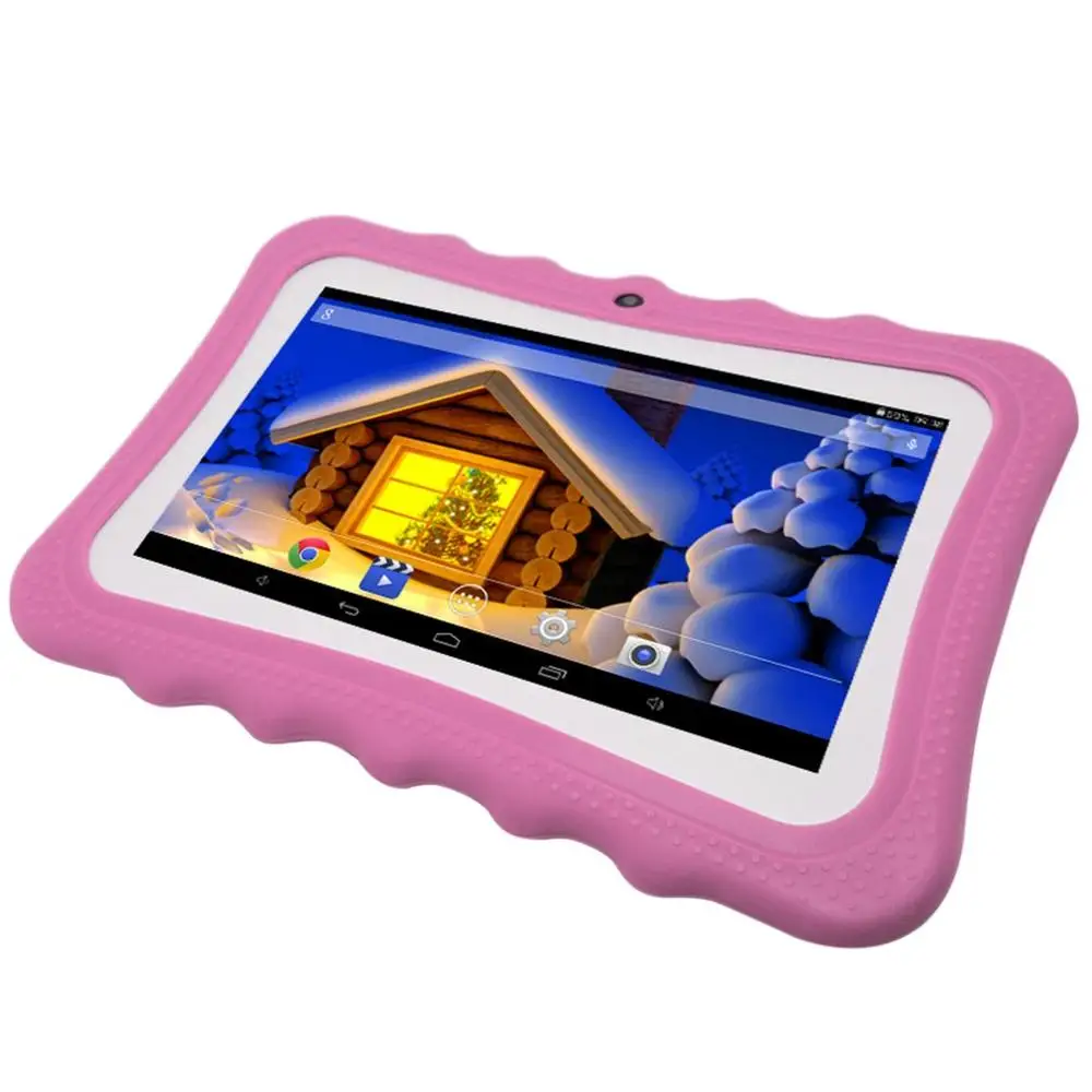 Onleny 7 дюймов Q7 A33 четырехъядерный 512 МБ+ 4 Гб Android 4,4 Детский планшетный ПК с Bluetooth 1024x600 Двойная камера с силиконовый чехол - Цвет: Pink