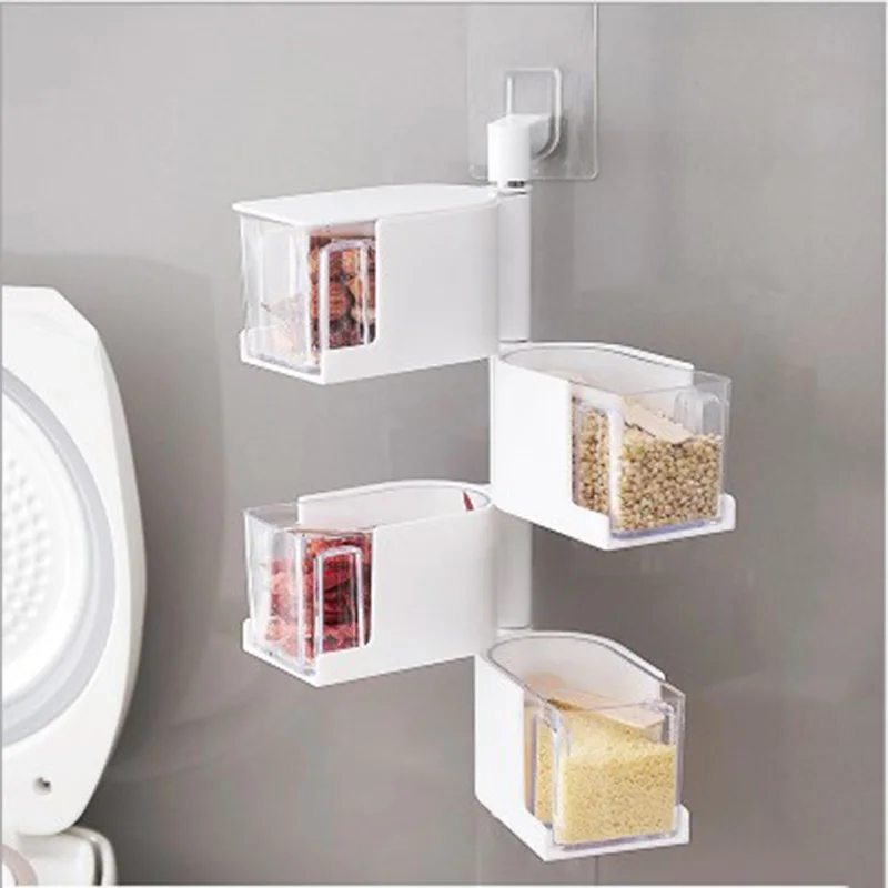 1 pcs seasoning storage boxes spice jar kitchen condiment box spices 1 pcs seasoning storage boxes spice jar kitchen condiment box spices storager wall hanging rotating kitchen tools
