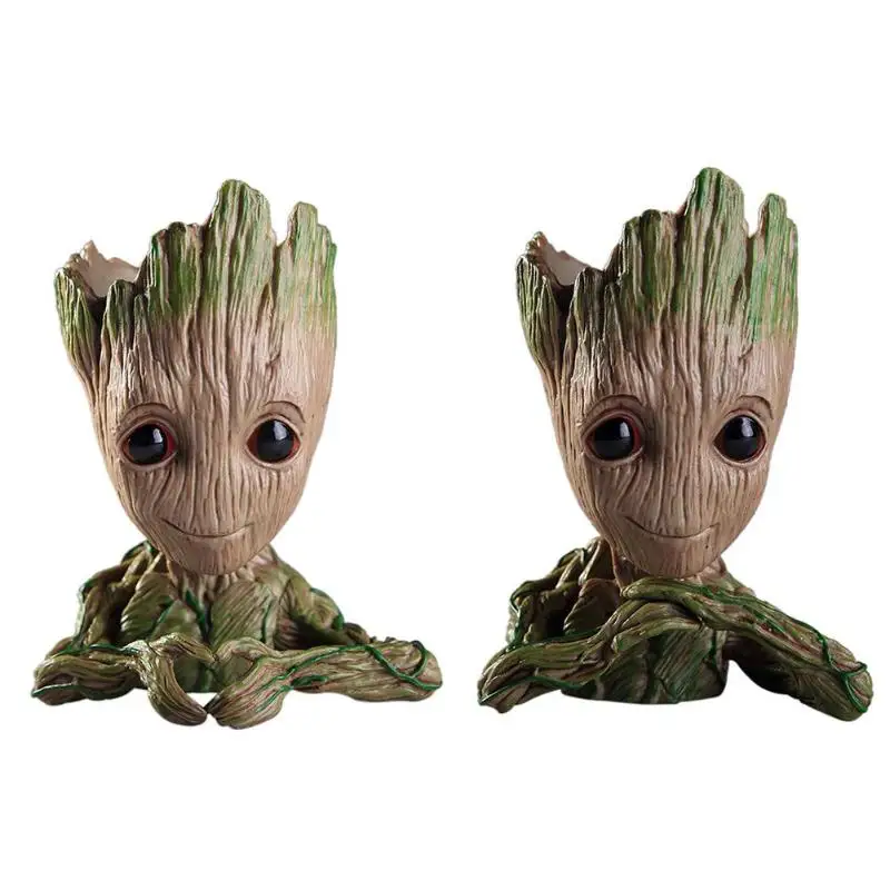 Flower Pot Baby Groot Flowerpot Cute Toy Pen Pot Holder Model PVC Hero Model Baby Tree Man Garden Flower Plant Pot Dropshipping