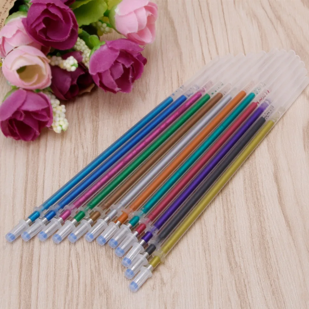 48 цветов 0,38 мм гелевая чернильная ручка Заправка для блестящих металлических неоновых пастельных канцелярских принадлежностей