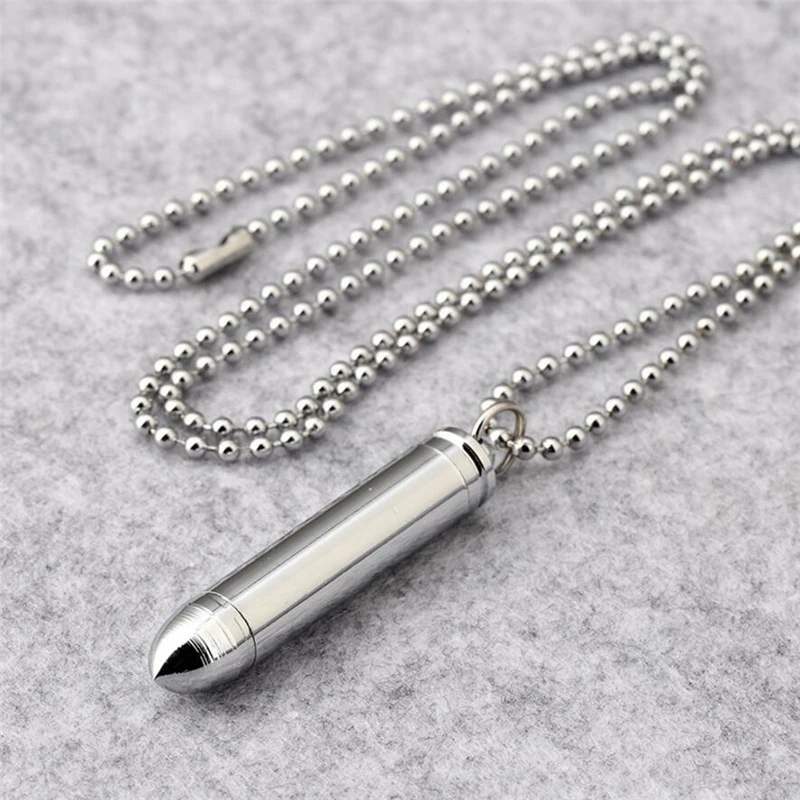 

Charm Men Jewelry Titanium Stainless Steel Bullet Pendants Necklaces Silver Color Choker Necklaces For Women Couple Punk Gift