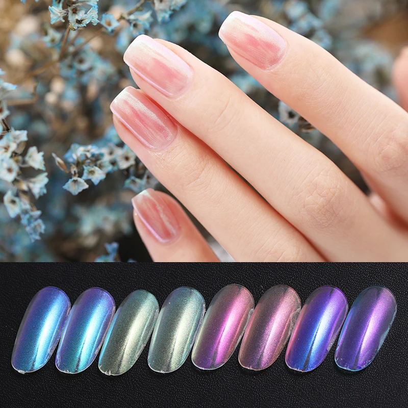 0.5g/box Chameleon Nail Powder Nail Art Decorations Shining Glitters Dust Nail Pigment Glitter Powder Black Base Needed