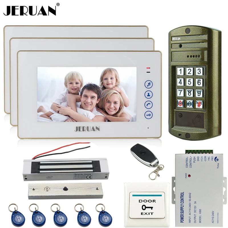 

Home 7`` Video Doorbell Door Phone Intercom System kit 3 Touch key Monitor + Metal Waterproof Access Password HD Mini Camera