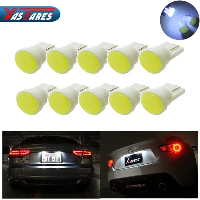 

10PCS 1SMD Ceramic Car Interior LED T10 COB W5W 168 Wedge Door Instrument Side Bulb Lamp Car Light Plate Light Car styling