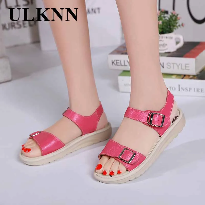 cowhide flat sandals