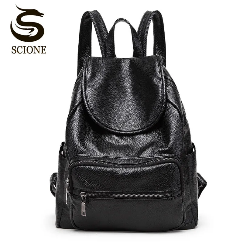 Scione Korean Fashion Anti Theft Women Backpack High Quality PU Leather