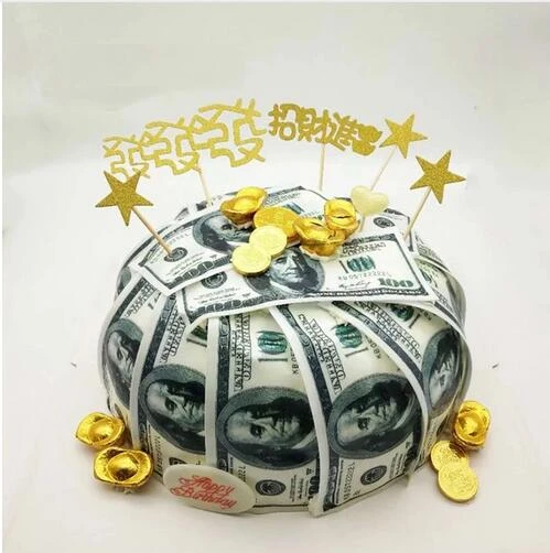 30Pcs Edible New 100 Dollar Bill Image Cake Decorations, Regular Size  Precut Fake Money Cake Toppers Made of Wafer Paper