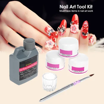 

Nail Art DIY Tools Kit Professional Nail Acrylic 3pcs Nails Powder Nail Brush Pen with Crystal Cup Dish Manicure Tool Set