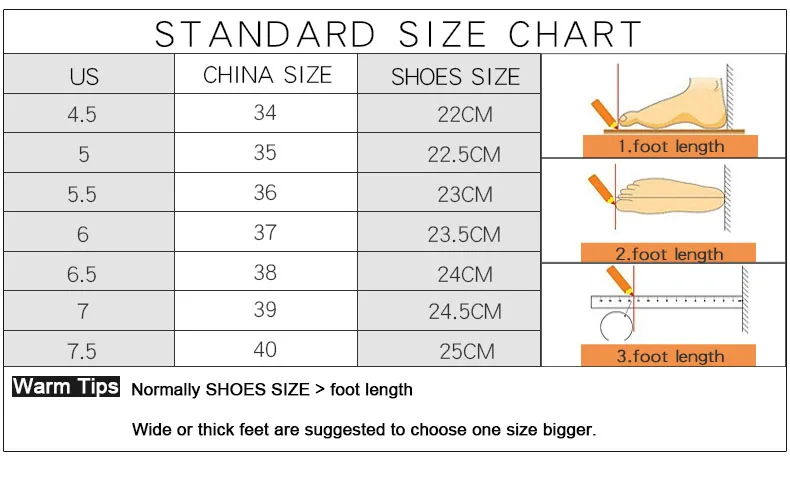 standard size spring shoes
