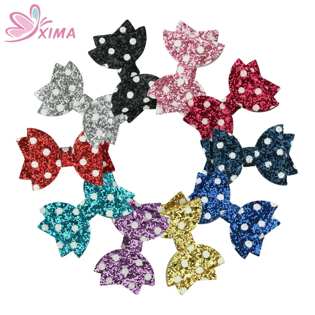 

XIMA 10pcs/lot 3inch Glitter Hair Bows Hair Clip For Girls Handmade Dot Bling Bows Hairgrip Kids Party Hairband Hair Accessories