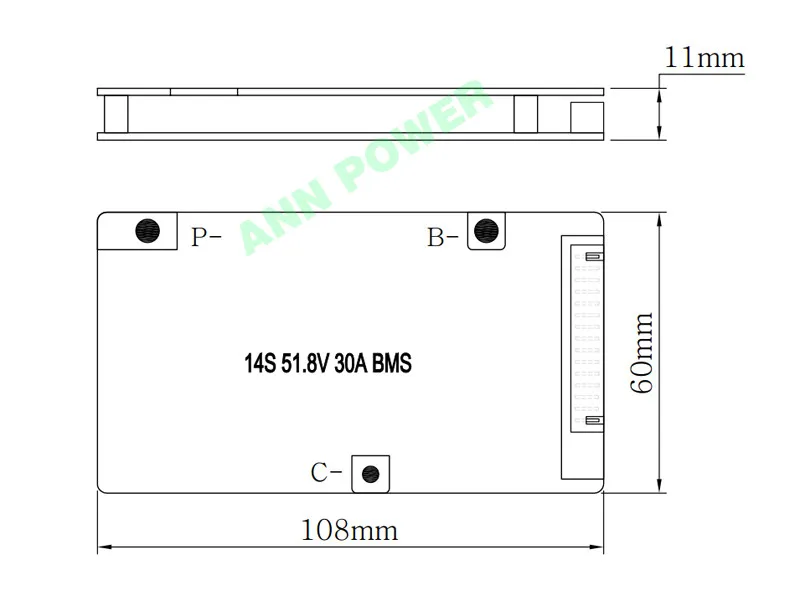 51,8 V литий-ионный аккумулятор bms 3,7 V 14S 30A BMS с функцией баланса разный порт зарядки и разряда