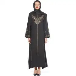 Роскошные мусульманские вышитые abaya Длинные Макси турецкие платья халат кимоно платья Jubah Дубай Арабский Средневосточный Рамадан