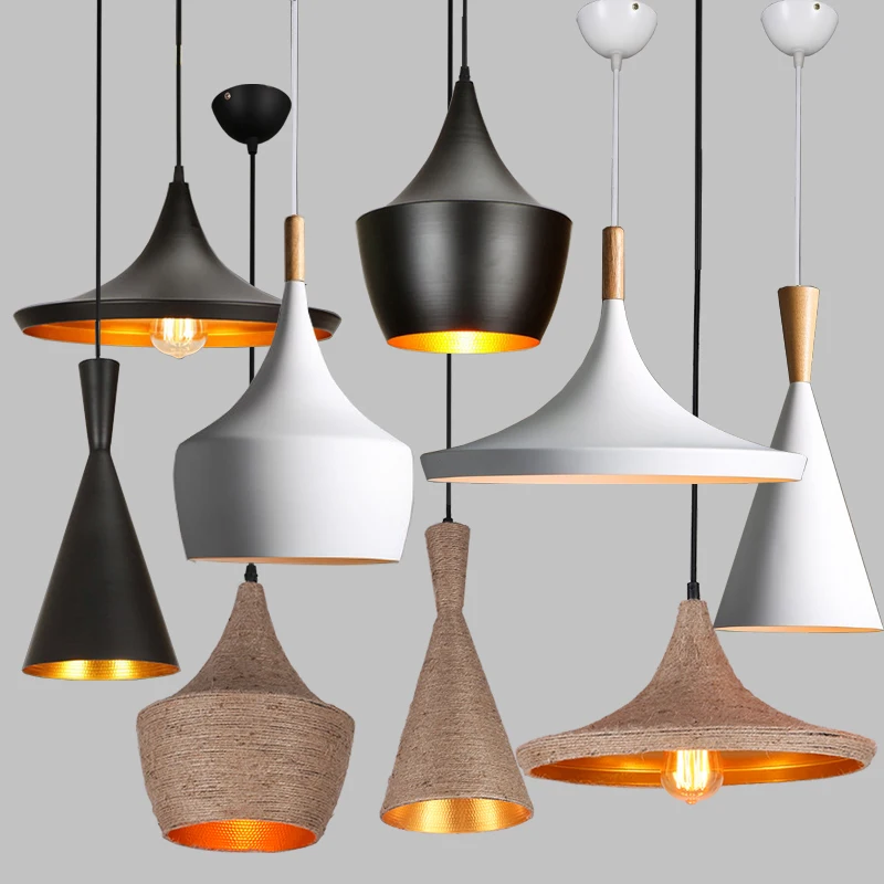 Алюминиевая веревка дерево винтажные подвесные светильники Лофт лампа