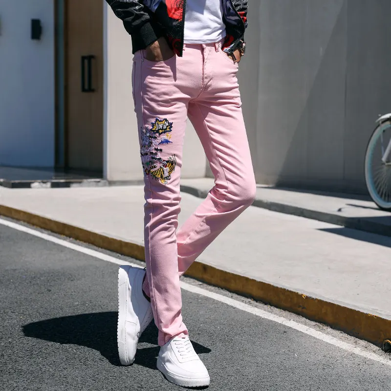 Fashion Streetwear Mens Jeans Slim Fit 