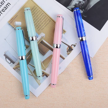 

Delike Fountain Pens EF Nib 0.38mm Small Bent Nib 0.5mm Silver Clip Business Gift Acrylic Resin Ink Pens with Original Gift Box