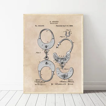 

Ahrend Hand Cuff Paten Canvas Poster Prints Home Wall Decor Painting 24x36 Inches