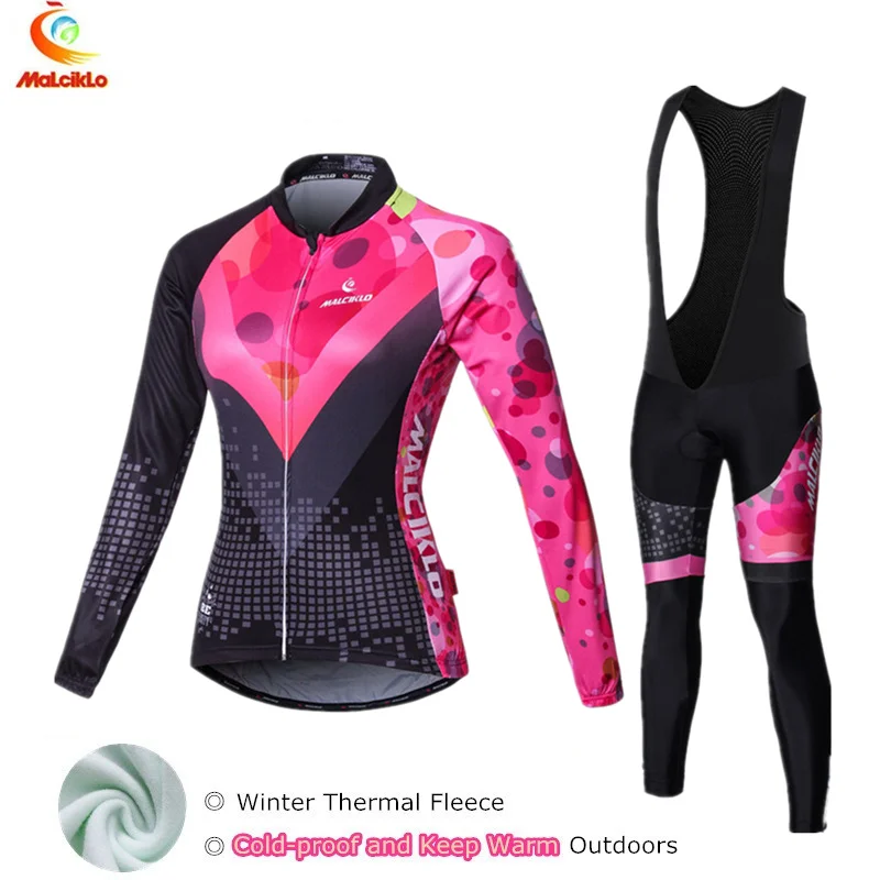 Winter Fleece Cycling Jersey Set Women's Bicycle Cycling Clothing Bike Wear