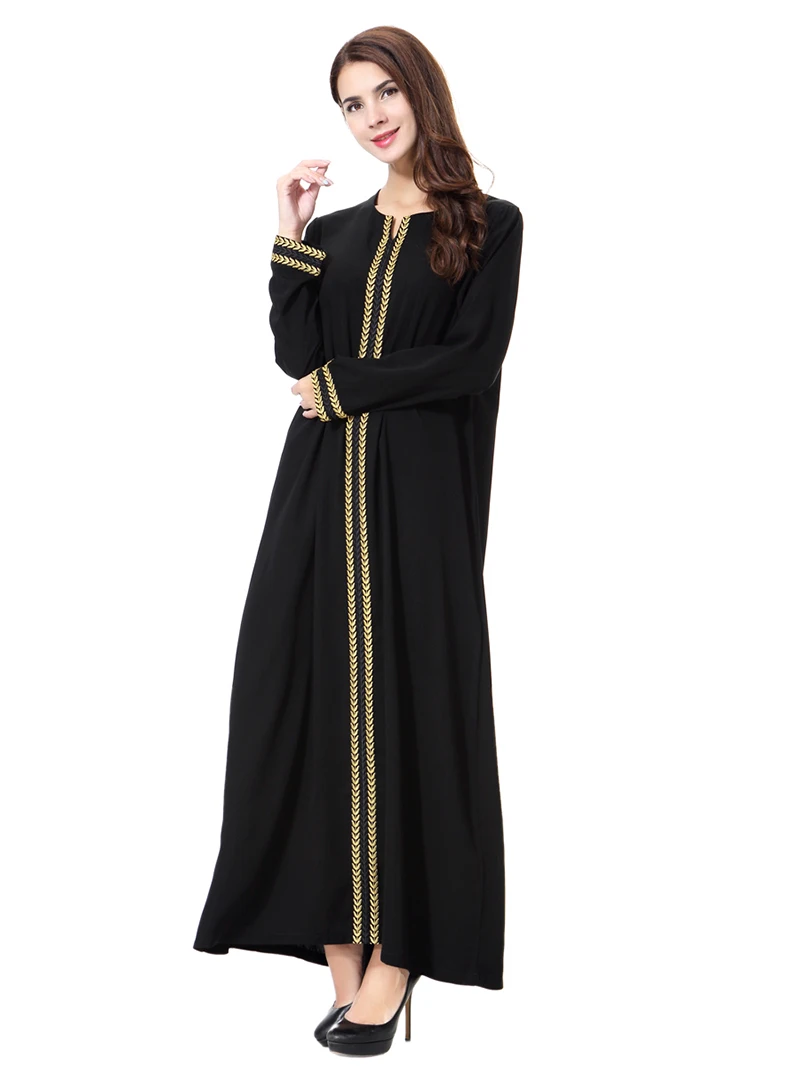 2018 Большие размеры XXXL арабских Abayas последние турецкий мусульманский Для женщин Стенд воротник с длинным рукавом Макси платье Исламская