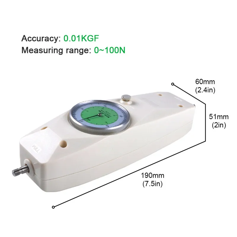 NK-100 Pointer Dynamometer Analog Push Pull Force Gauge Tester Meter 100N Measuring Tools Unit Conversion Thrust Tensile Testing (3)