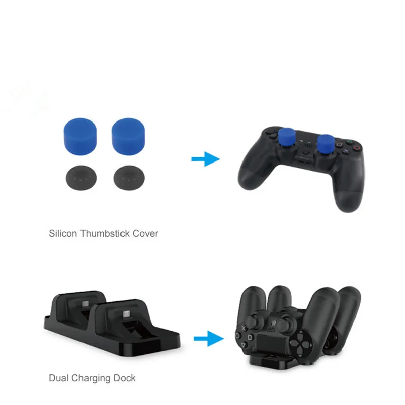 PS4 Slim Gaming Headset 3 5mm Stereo Headset with Microphone Noise Reduction Charger stand Game Disc Storage Stand thumbstick
