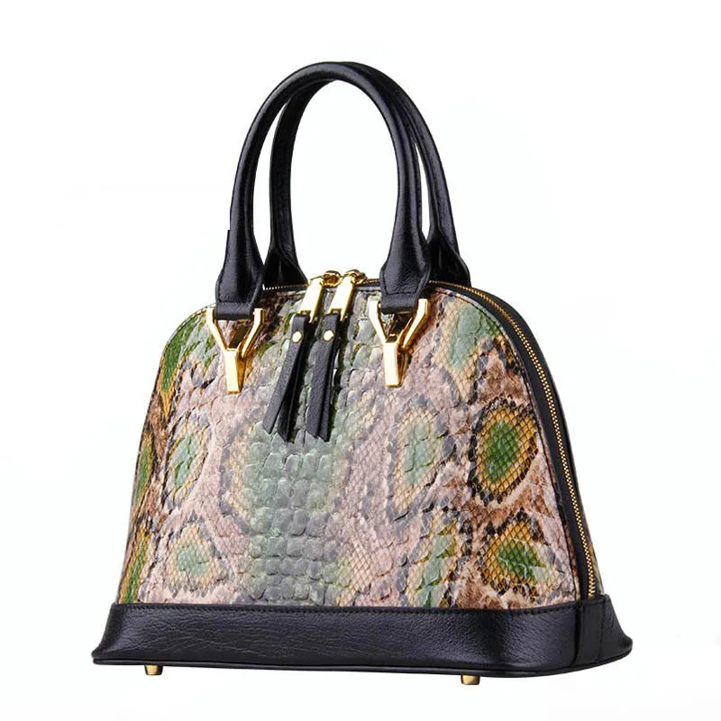 

LUOFEIHUA 2019 new one-shoulder big bag retro handbag Snake leather handbags European and American style leather bag shell bag