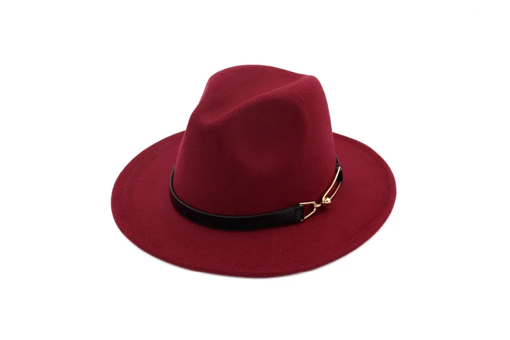 Мода широкими полями осенние женские модные Top Hat Джаз шапка зимняя шляпа-федора шерстяные Шапки новое поступление черные шляпы для женщин
