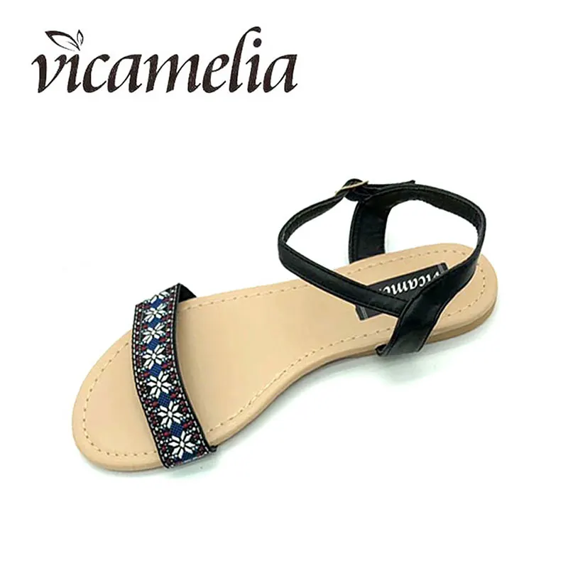 Vicamelia/женские пляжные сандалии с пряжкой повседневная обувь на плоской подошве