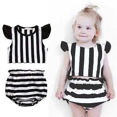 

Lovely Infant Baby Girl Striped Shirt Tank Tops Pants Shorts 2pcs Sweety Baby Girls Summer Outfits Clothes Set