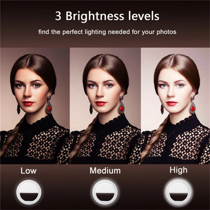 USB зарядка 36 светодиодный лампы selfie Light для Iphone освещение ночной темноте съемка селфи кольцо света для всех смартфонов