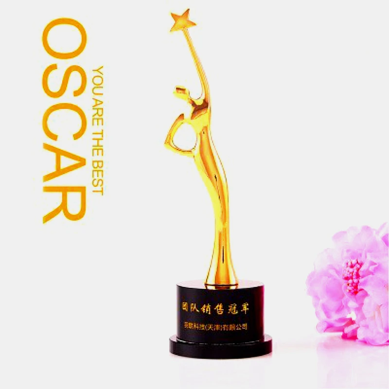 

Oscar Star Award Gold Plating Trophy Customized Creative Oscar Statuette Model Beauty Pageant Trophies Oscar Award Replica
