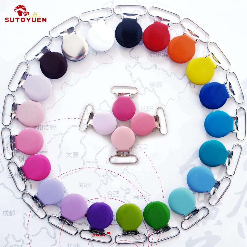 

Sutoyuen 100pcs/lot Metal Round Top Suspender clip wholesale Pacifier Clip Chupete \ Pacifier Holders Suppliers&Manufacturers