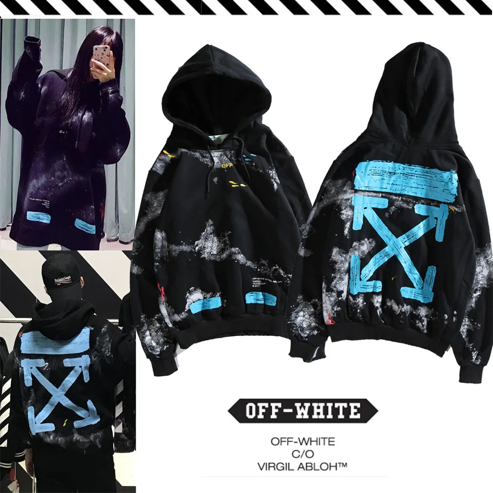 Off white hoodie brand hand painted fashion trend hoodiein Hoodies