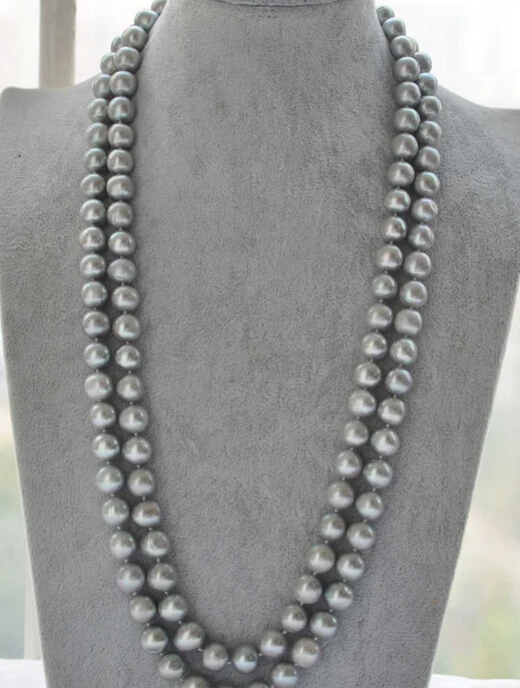 

xiuli 001837 A++ 2row 27" 11-12mm ROUND GRAY PEARL NECKLACE MABE