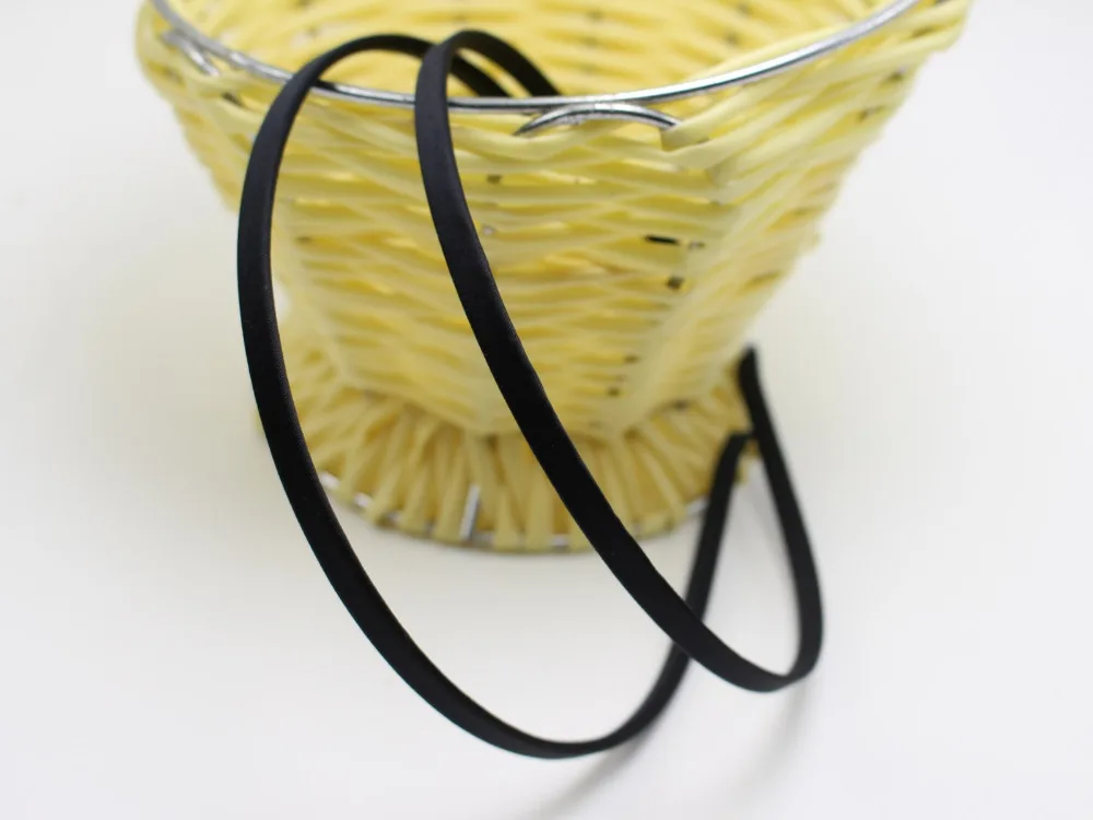 

10 Black Metal Headband Covered Satin Hair Band 5mm for DIY Craft